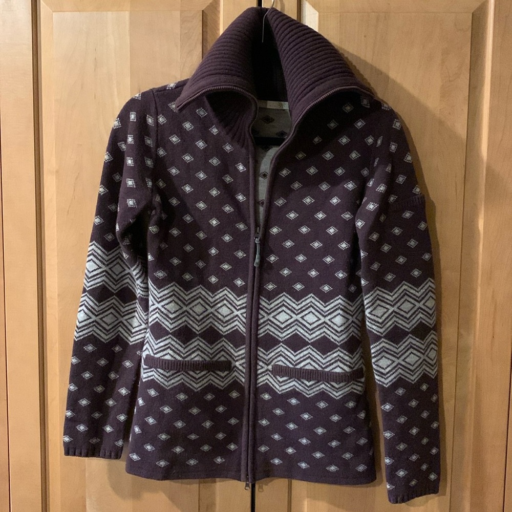 Athleta zip sweater with cowl neck